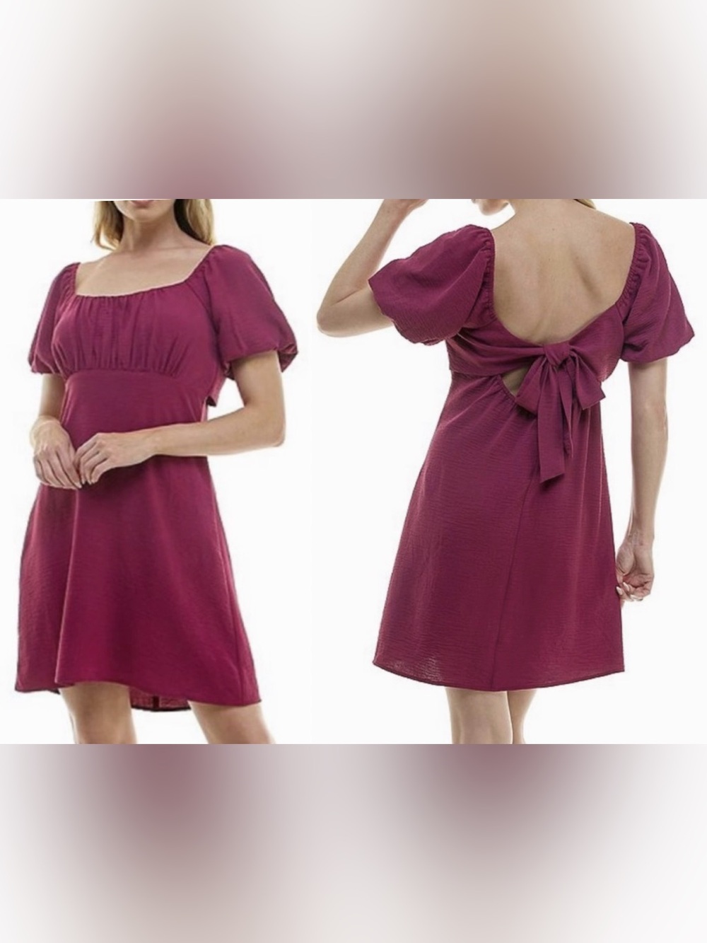 NWT - Puff Sleeve Skater Dress with Open Back & Tie.